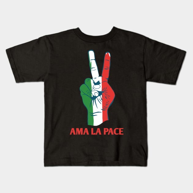 AMA LA PACE Kids T-Shirt by Wirasena